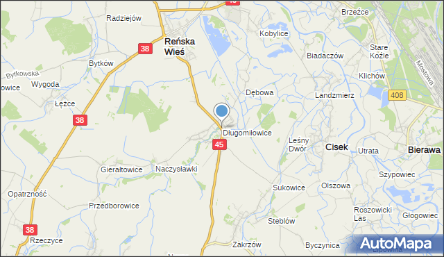 mapa Długomiłowice, Długomiłowice na mapie Targeo